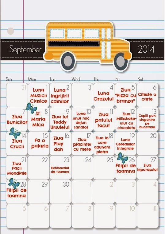 Calendar de activitati – Septembrie